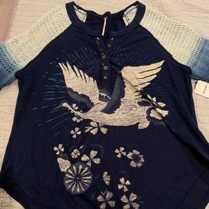 Free people blue top, Size Small.